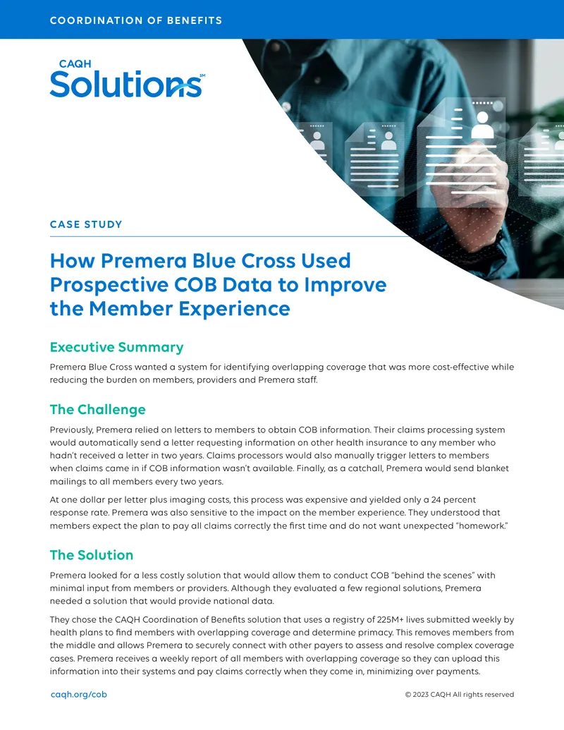 Premera Blue Cross Coordination of Benefits Case Study