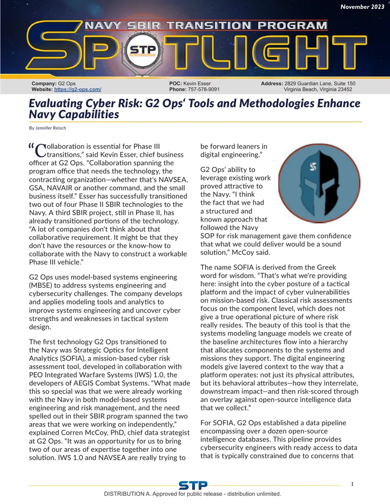 G2 Ops Technologies for Cyber Risk Assessment