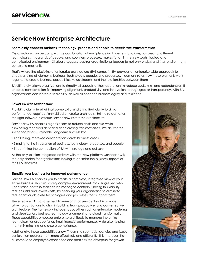 ServiceNow Enterprise Architecture Management Framework