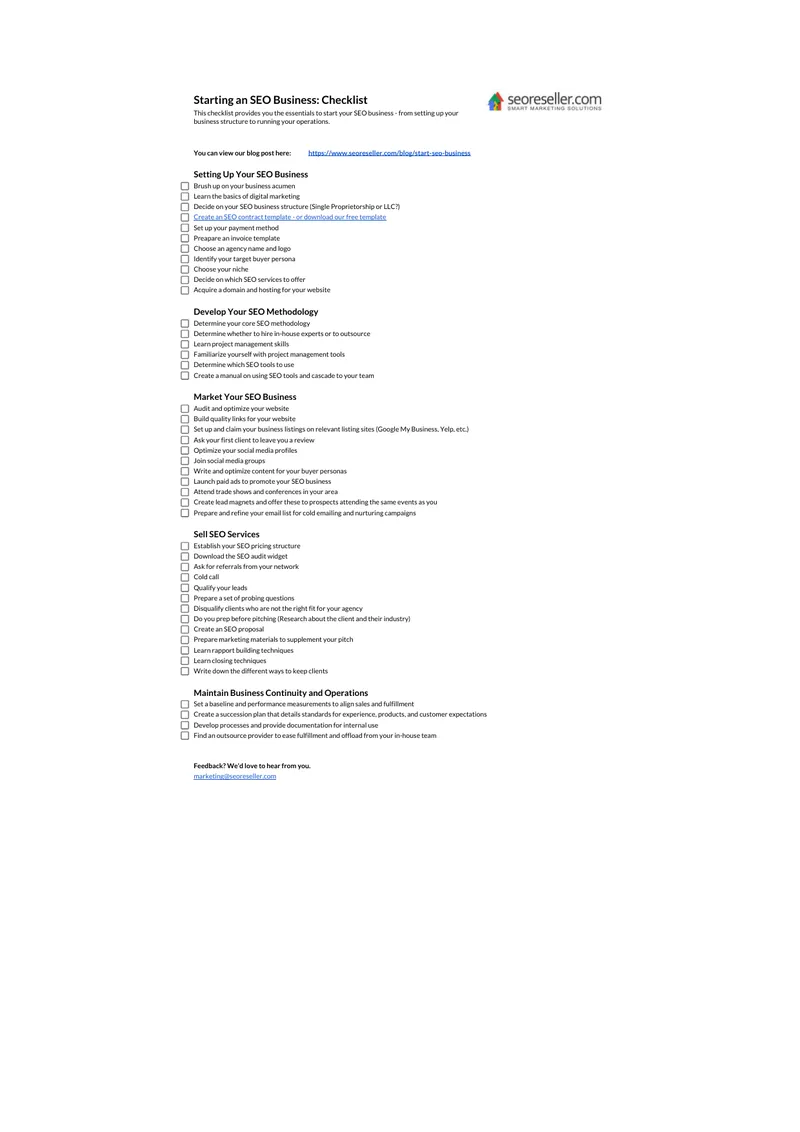 Starting an SEO Business Checklist