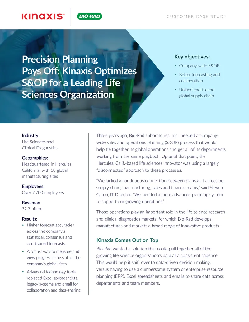 Bio-Rad Laboratories S&OP Process Optimization Case Study