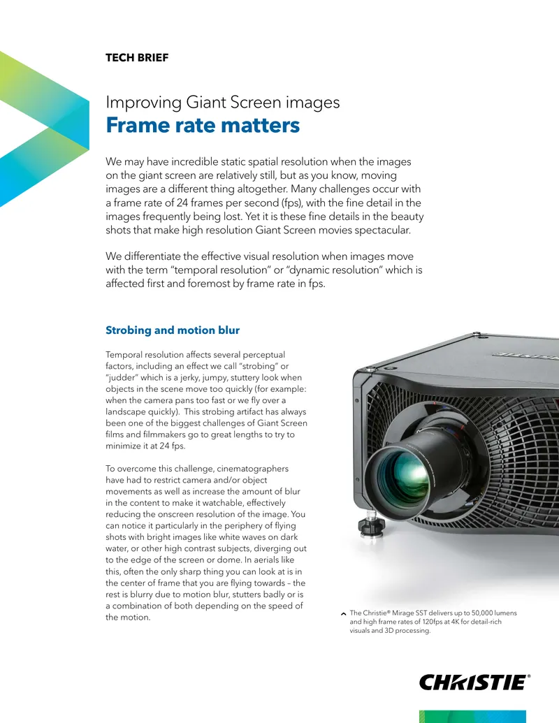 Impact of Frame Rate on Giant Screen Images