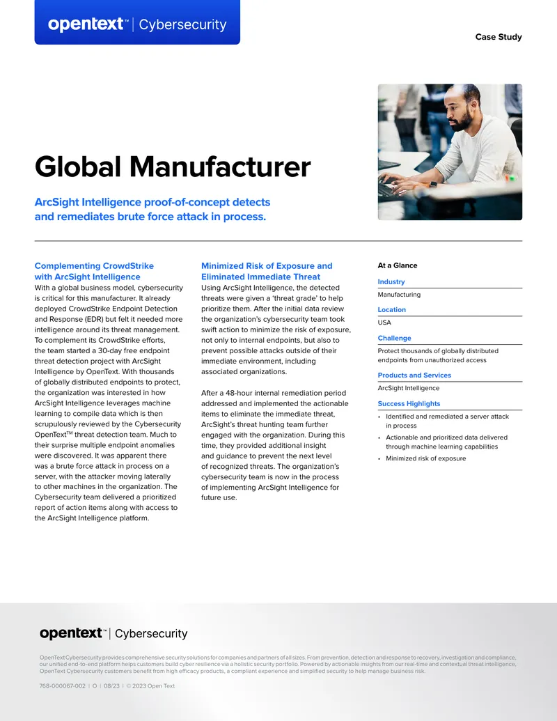 Cybersecurity Case Study on ArcSight Intelligence