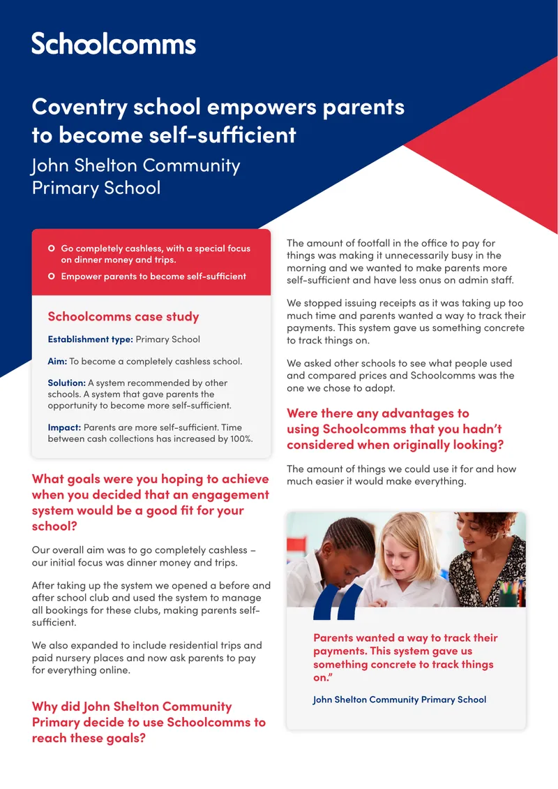 John Shelton Community Primary School Cashless System Case Study