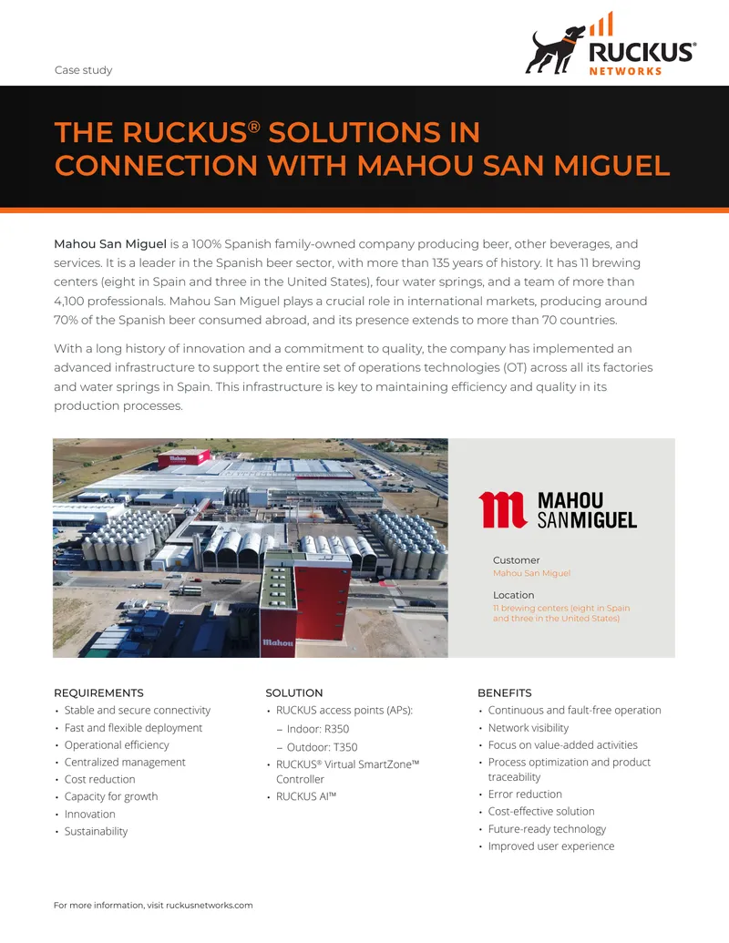 Mahou San Miguel RUCKUS Wireless Network Case Study