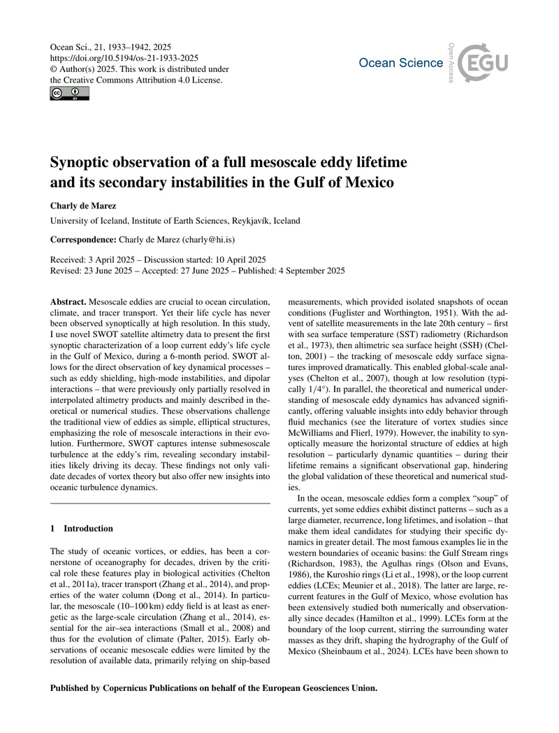 Synoptic Observation of Mesoscale Eddy Lifecycle