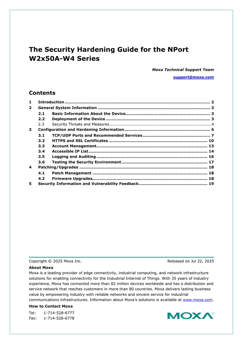 Security Hardening Guide for NPort W2x50A-W4 Series