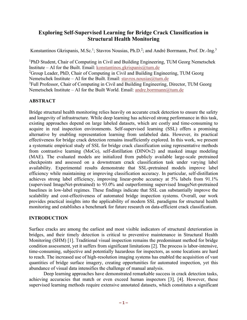 Self-Supervised Learning for Bridge Crack Classification
