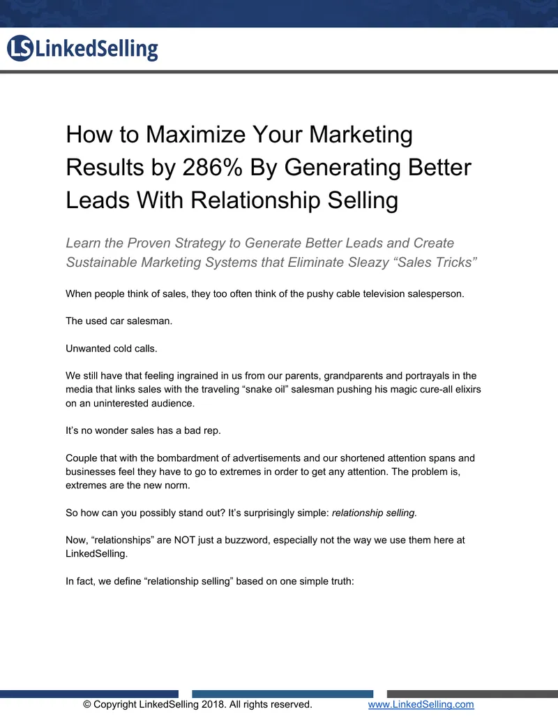 Maximizing Marketing Results Through Relationship Selling