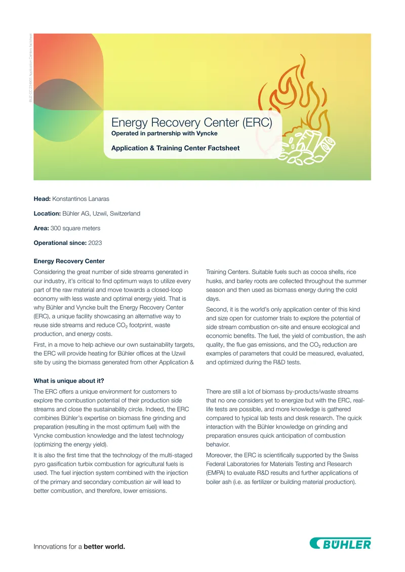 Energy Recovery Center Application and Training Factsheet