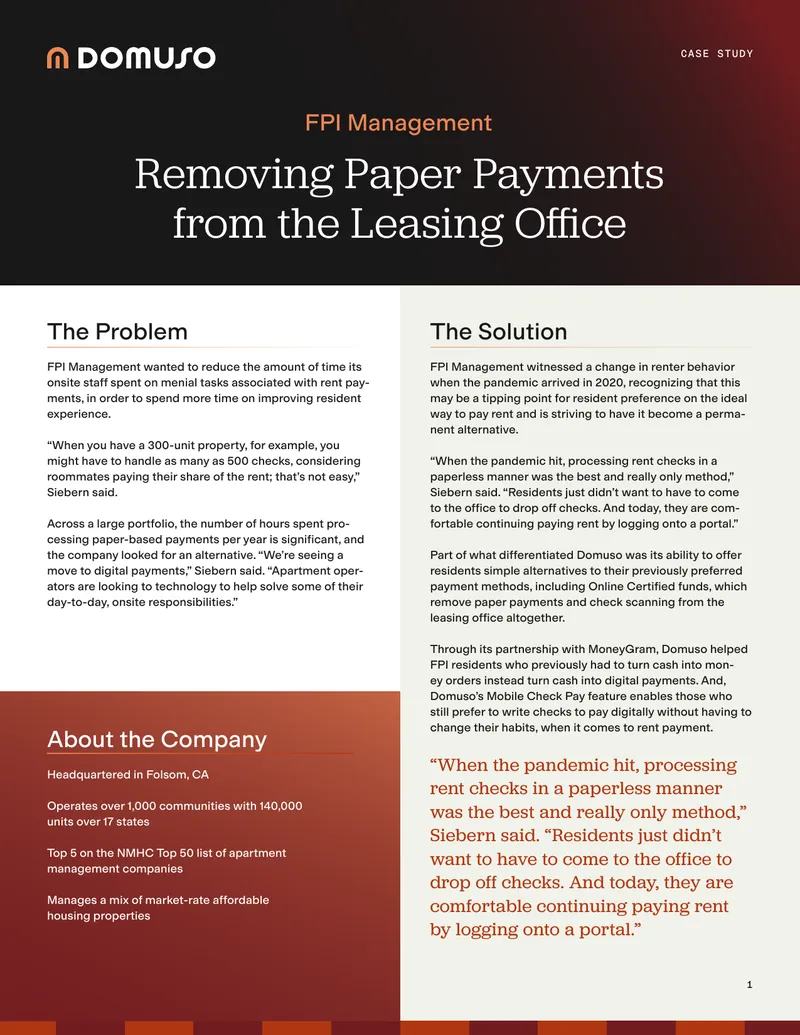 Eliminating Paper Payments in Leasing Operations