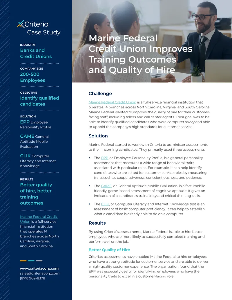 Marine Federal Credit Union Training Improvement Case Study