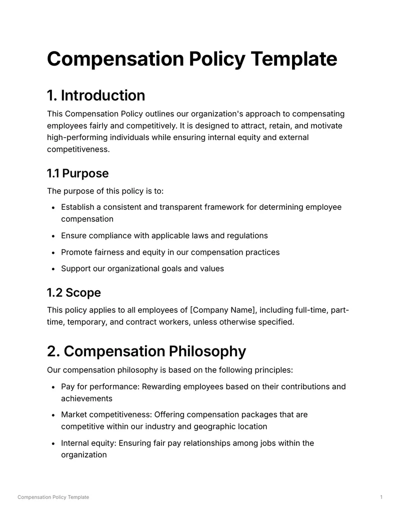 Compensation Policy Framework and Guidelines