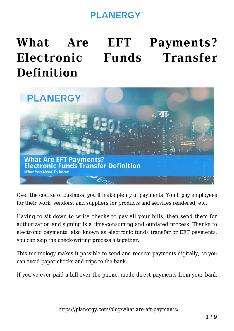 Understanding Electronic Funds Transfer Payments