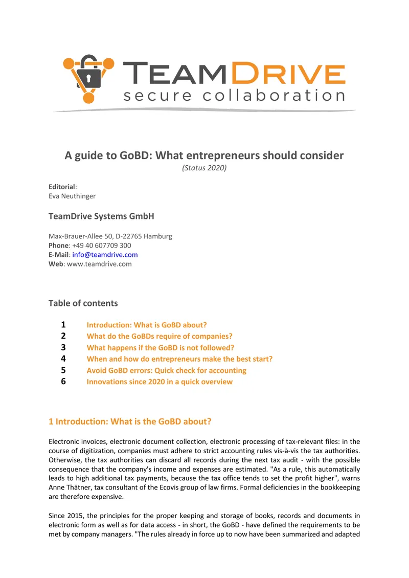 Guide to GoBD Compliance for Entrepreneurs