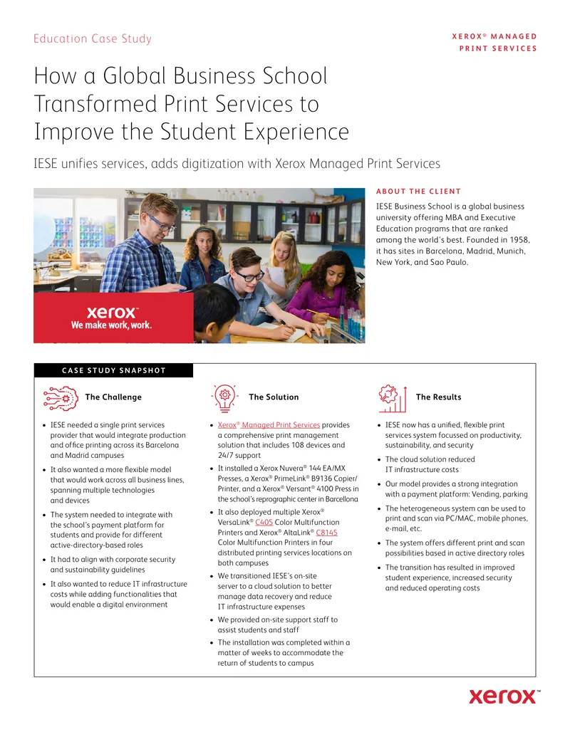 IESE Business School Print Services Transformation Case Study