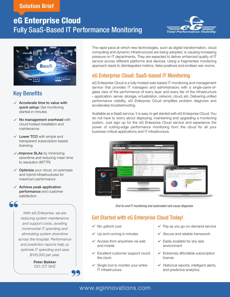 eG Enterprise Cloud IT Performance Monitoring Solution