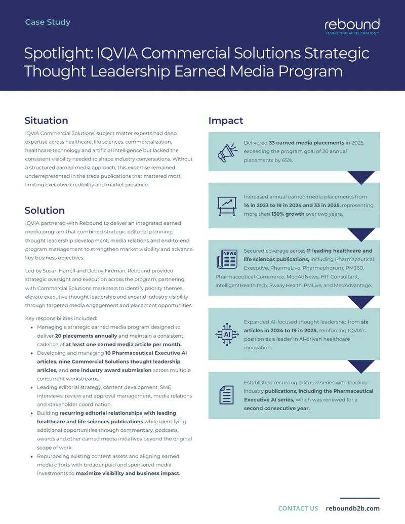 IQVIA Commercial Solutions Earned Media Program Case Study