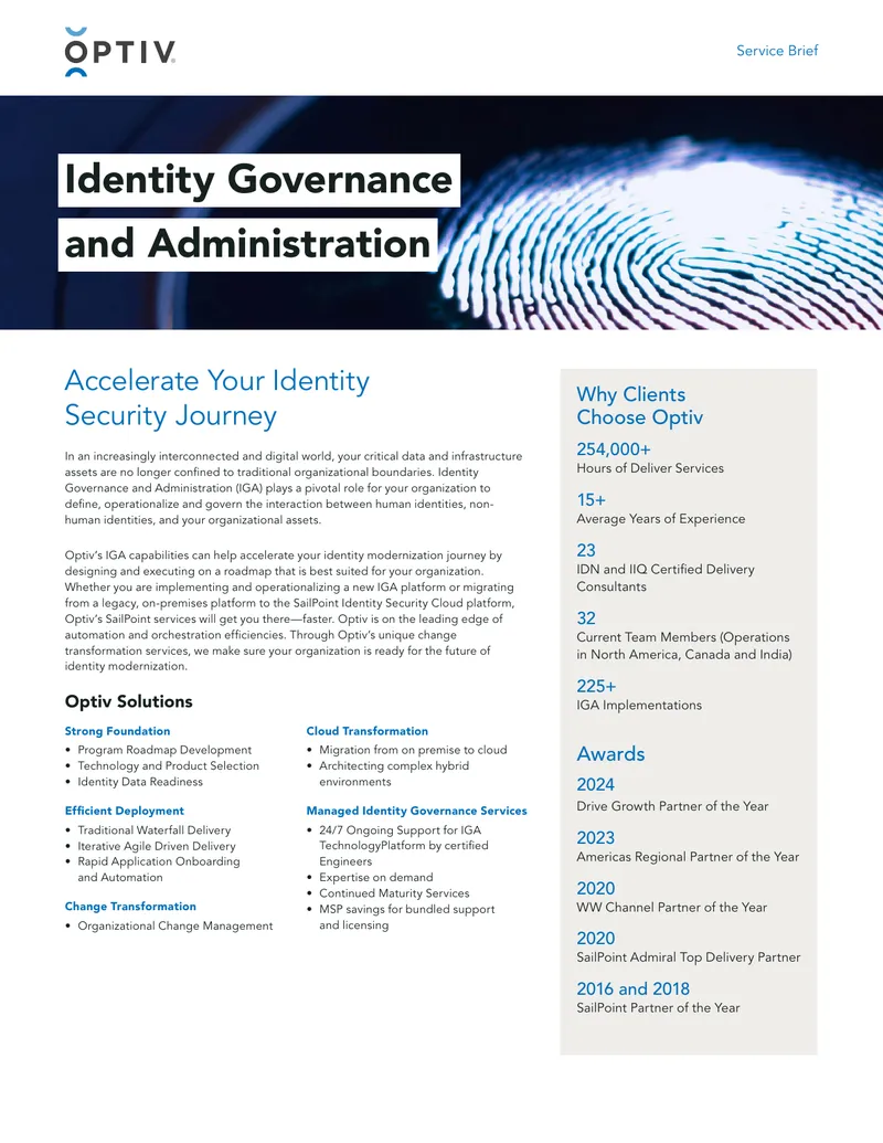 Identity Governance and Administration Service Brief