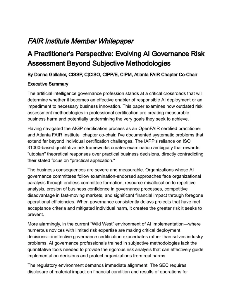 AI Governance Risk Assessment Methodologies