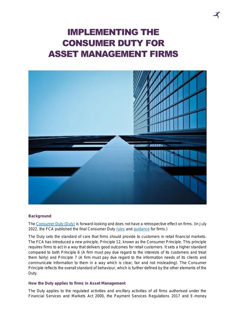 Implementing Consumer Duty for Asset Management Firms