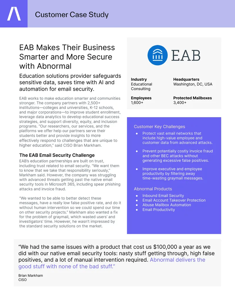 EAB Enhances Email Security with Abnormal Solutions
