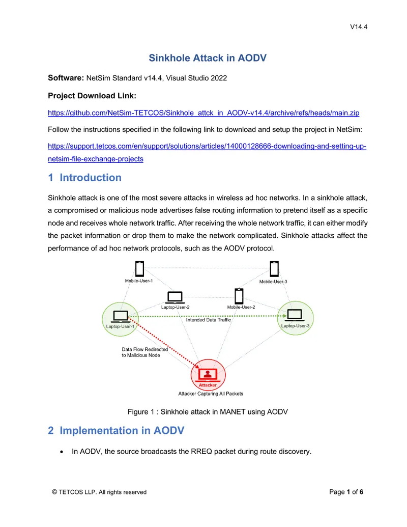 Sinkhole Attack Implementation in AODV Protocol
