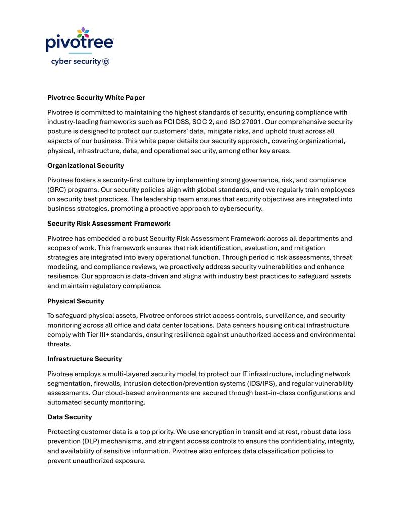 Pivotree Security Compliance Framework Overview