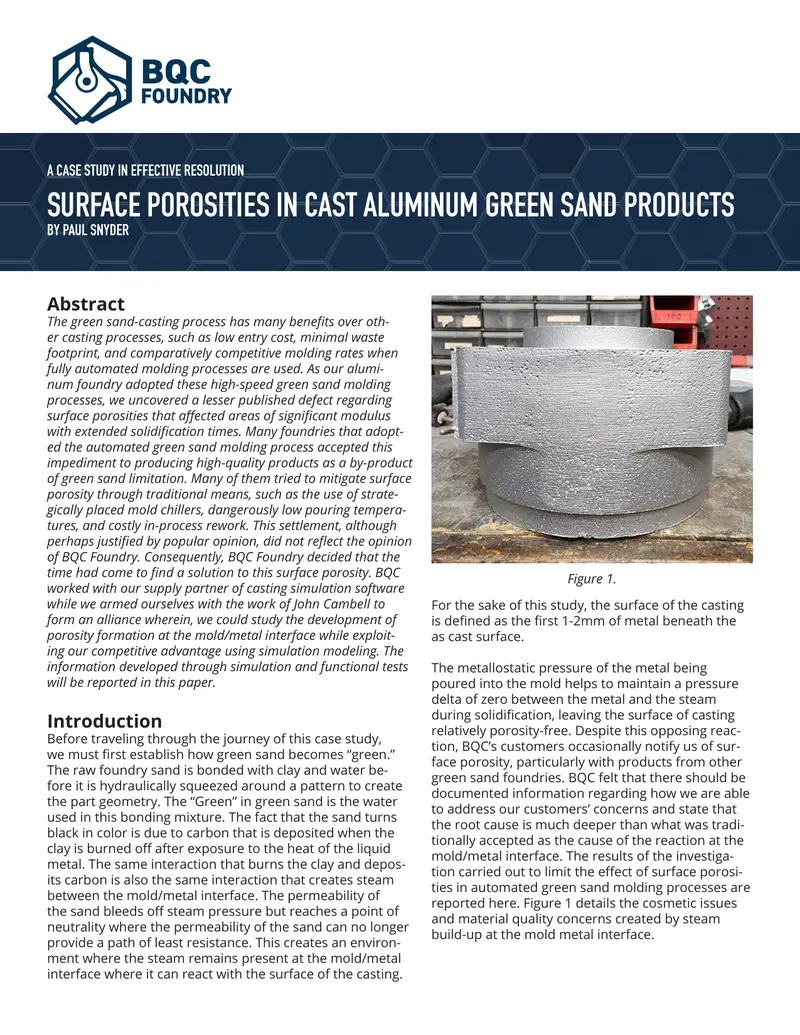 Case Study on Surface Porosities in Green Sand Casting