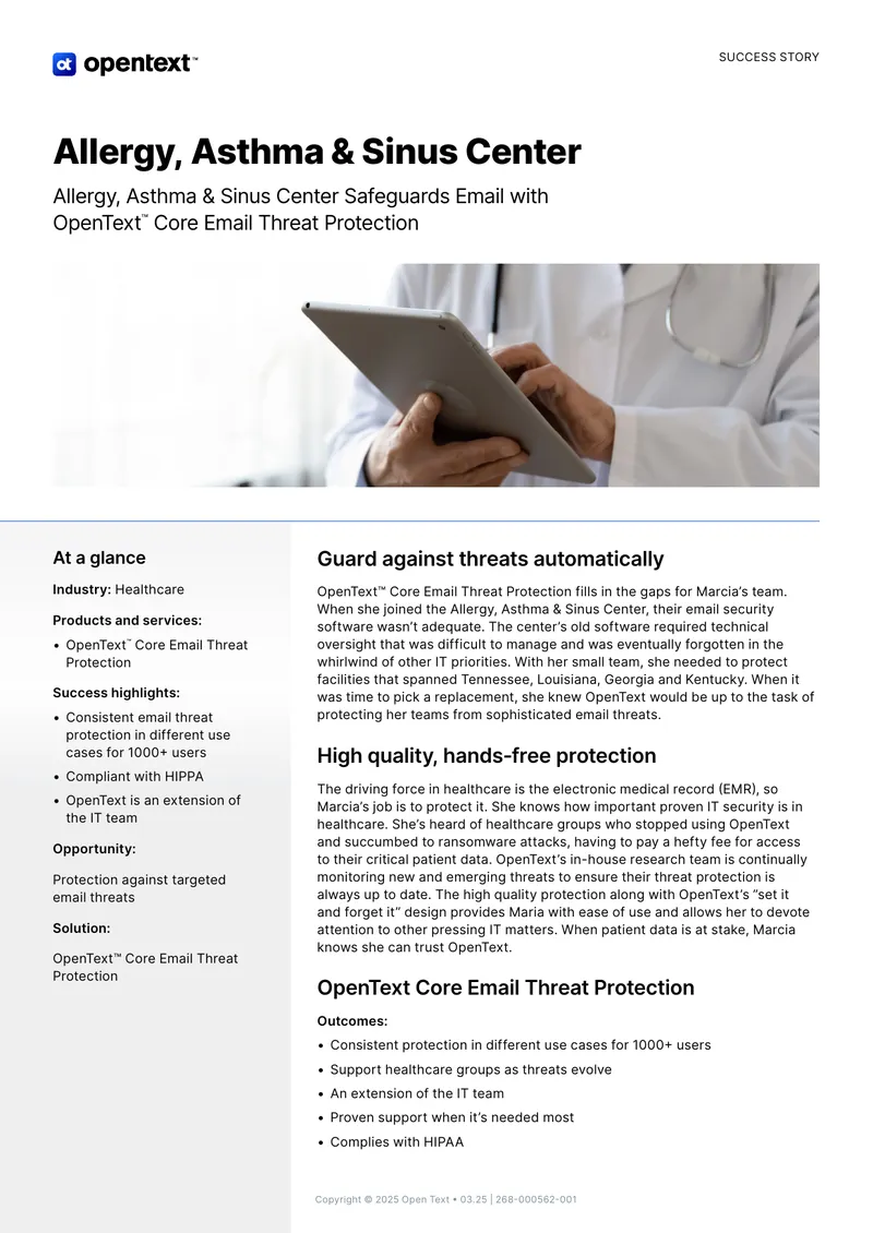 Email Threat Protection Implementation at Allergy Center