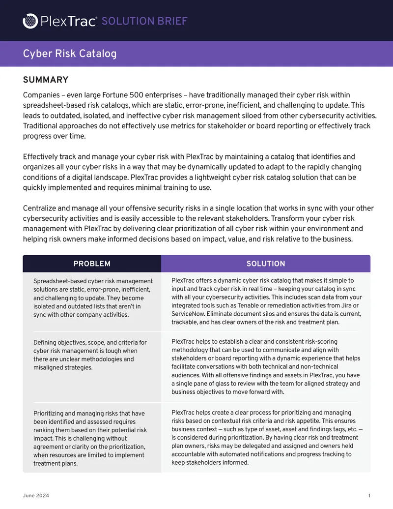 Cyber Risk Catalog Solution Brief