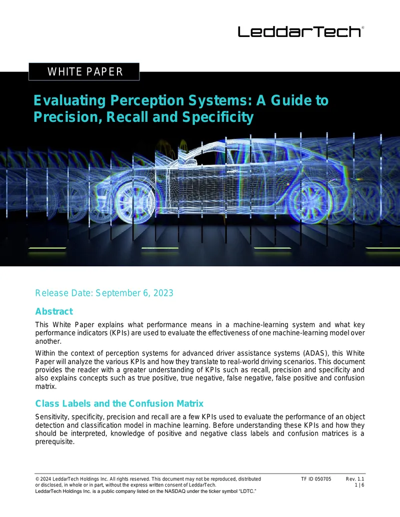 Evaluating Perception Systems: A Guide to Precision, Recall and Specificity