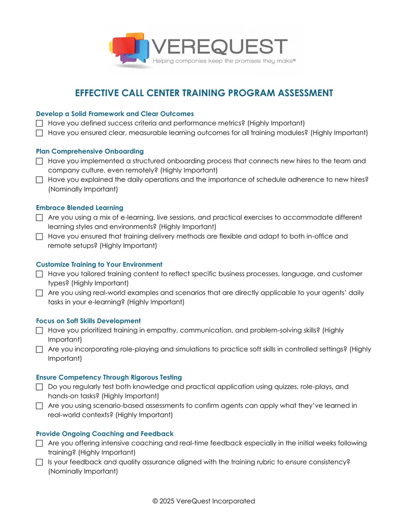 Effective Call Center Training Program Assessment