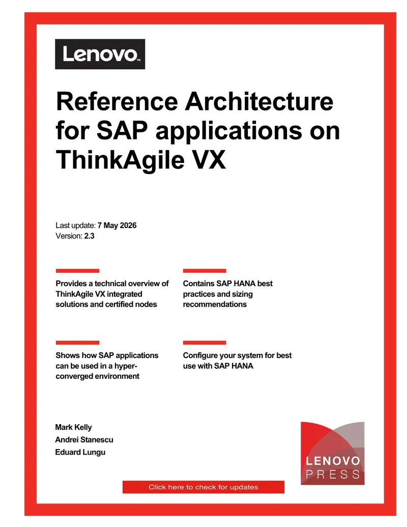 Reference Architecture for SAP Applications on ThinkAgile VX