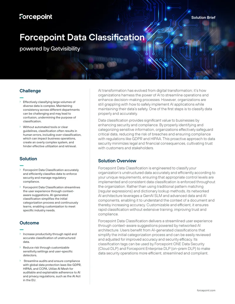 Forcepoint Data Classification Solution Brief