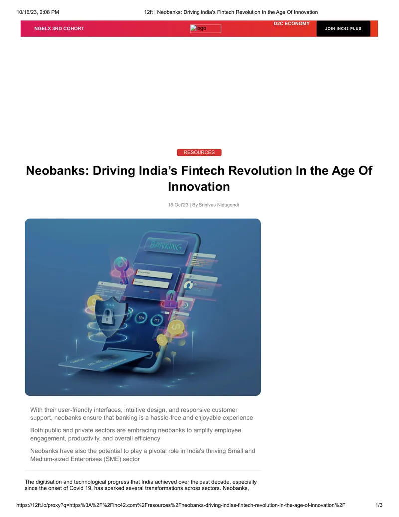 Neobanks Driving India's Fintech Revolution