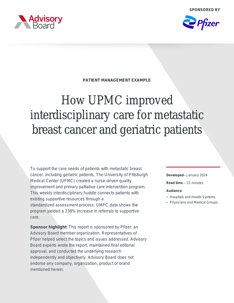 UPMC Interdisciplinary Care Program for Metastatic Breast Cancer