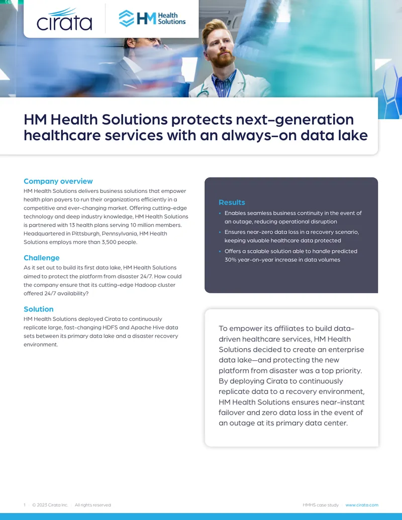 HM Health Solutions Data Lake Disaster Recovery Case Study