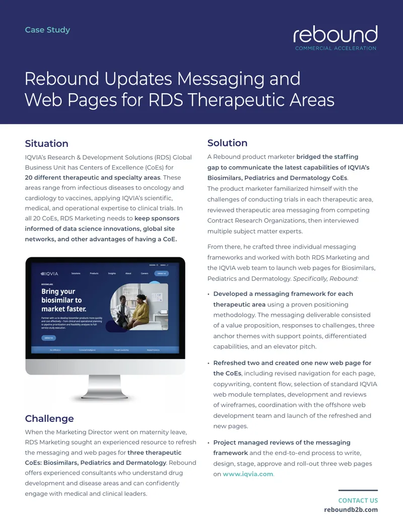 Rebound Updates Messaging and Web Pages for RDS Therapeutic Areas