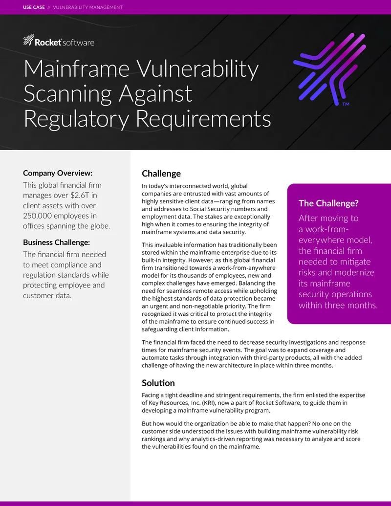 Mainframe Vulnerability Scanning Implementation Guide preview page 1