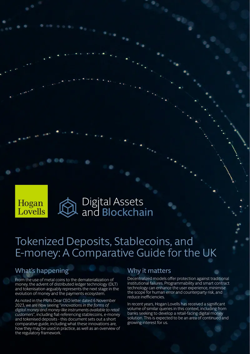 Tokenized Deposits, Stablecoins, and E-money Comparative Guide