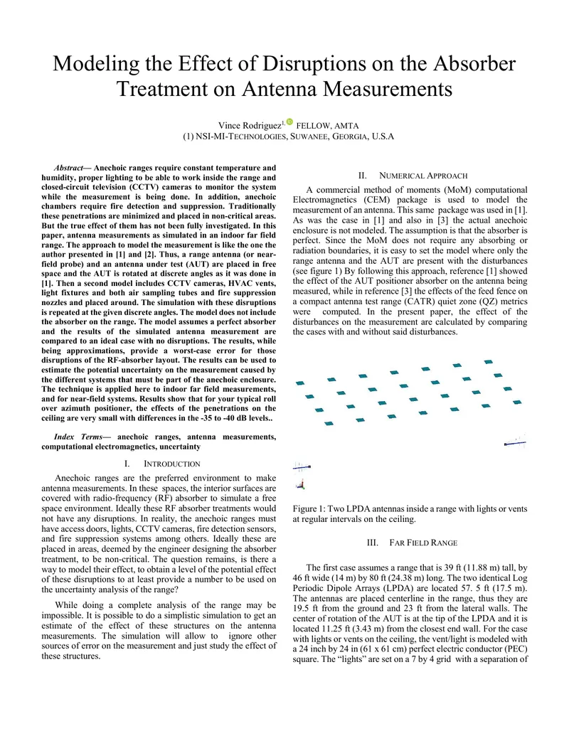 Modeling Disruptions in Anechoic Chamber Antenna Measurements