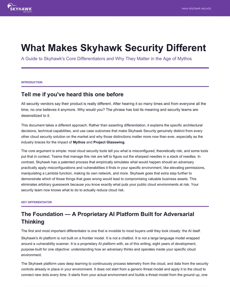 Skyhawk Security Differentiation and Capabilities
