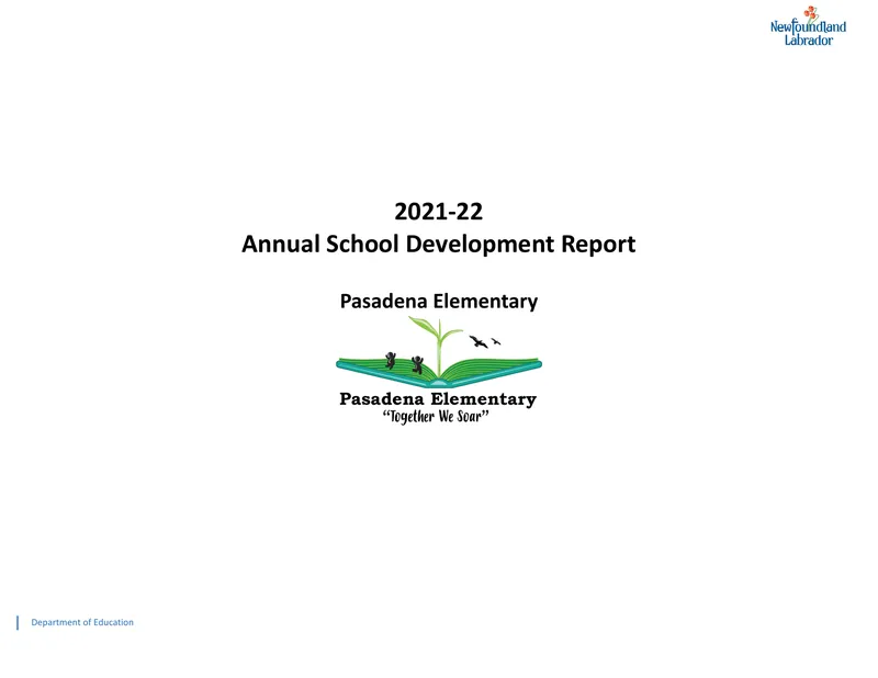 Annual School Development Report for Pasadena Elementary