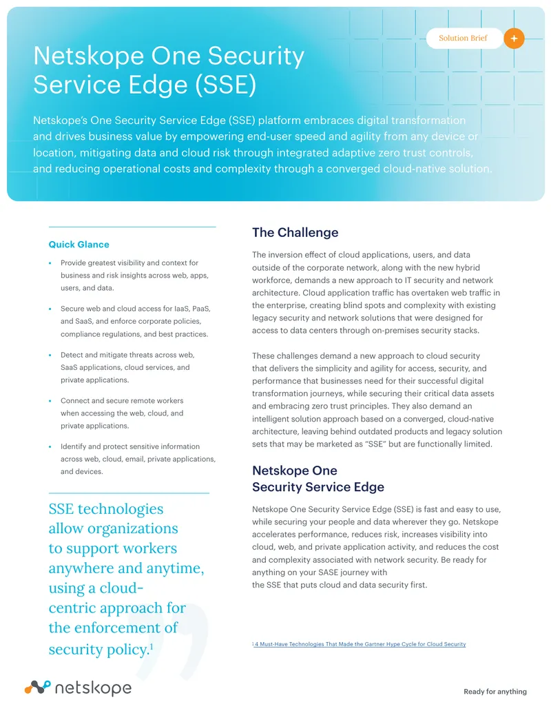 Netskope One Security Service Edge Overview