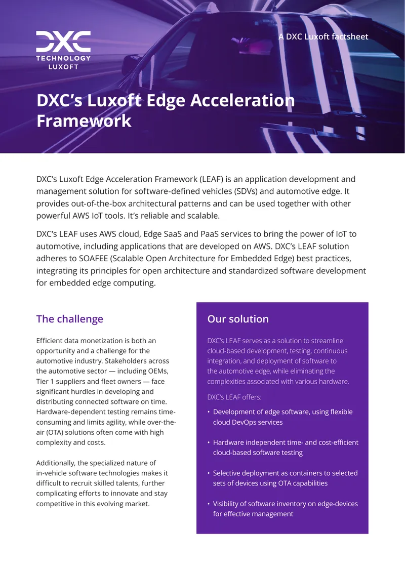 DXC Luxoft Edge Acceleration Framework Overview