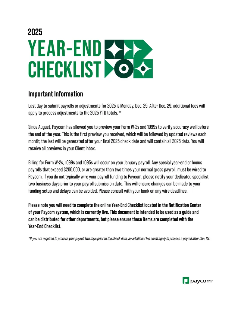2025 Year-End Payroll Processing Guide