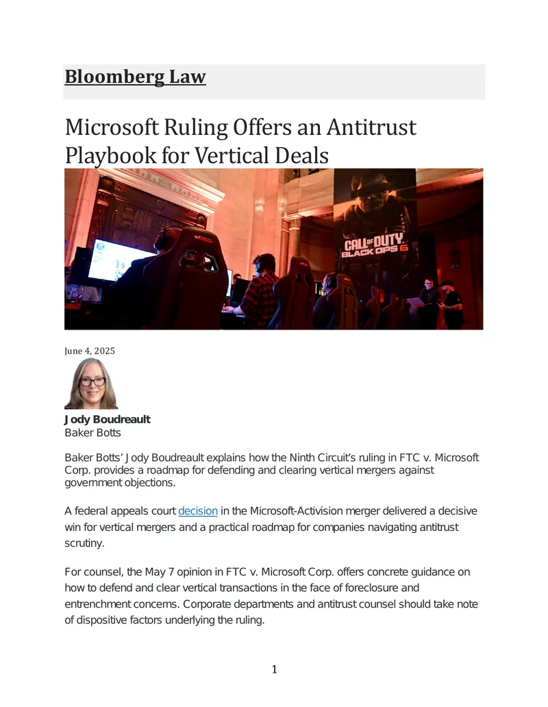 Antitrust Guidance from Microsoft Vertical Merger Ruling