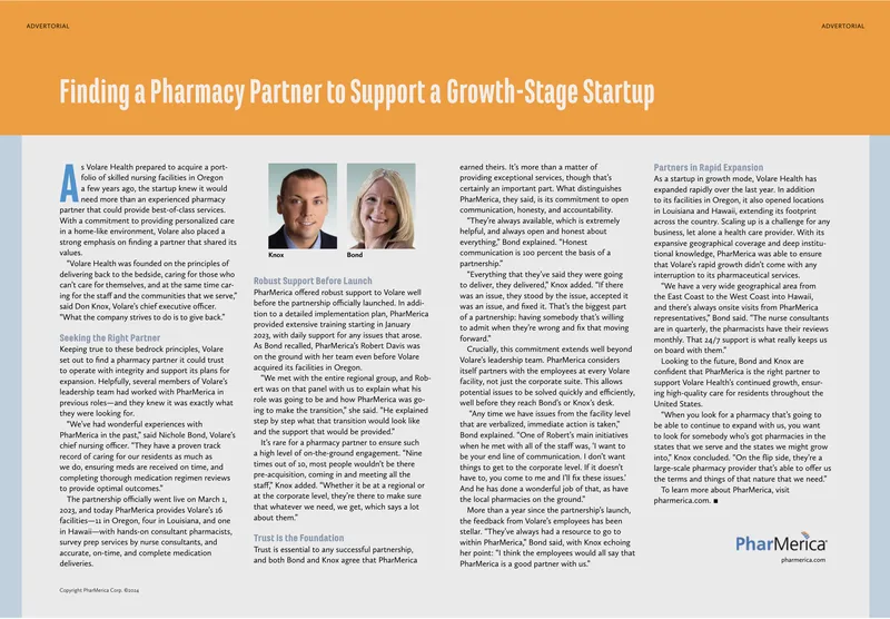 Partnership Between Volare Health and PharMerica