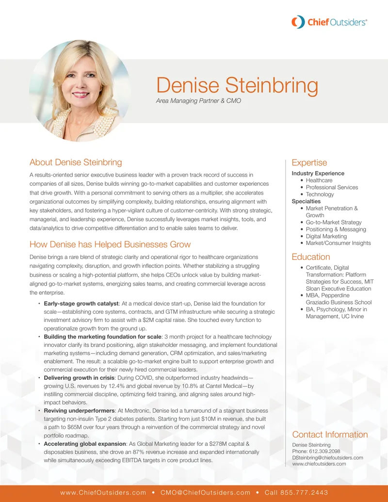 Denise Steinbring's Business Growth Contributions
